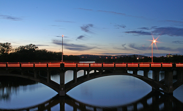 "Lamar Street bridge sunset Austin TX"
